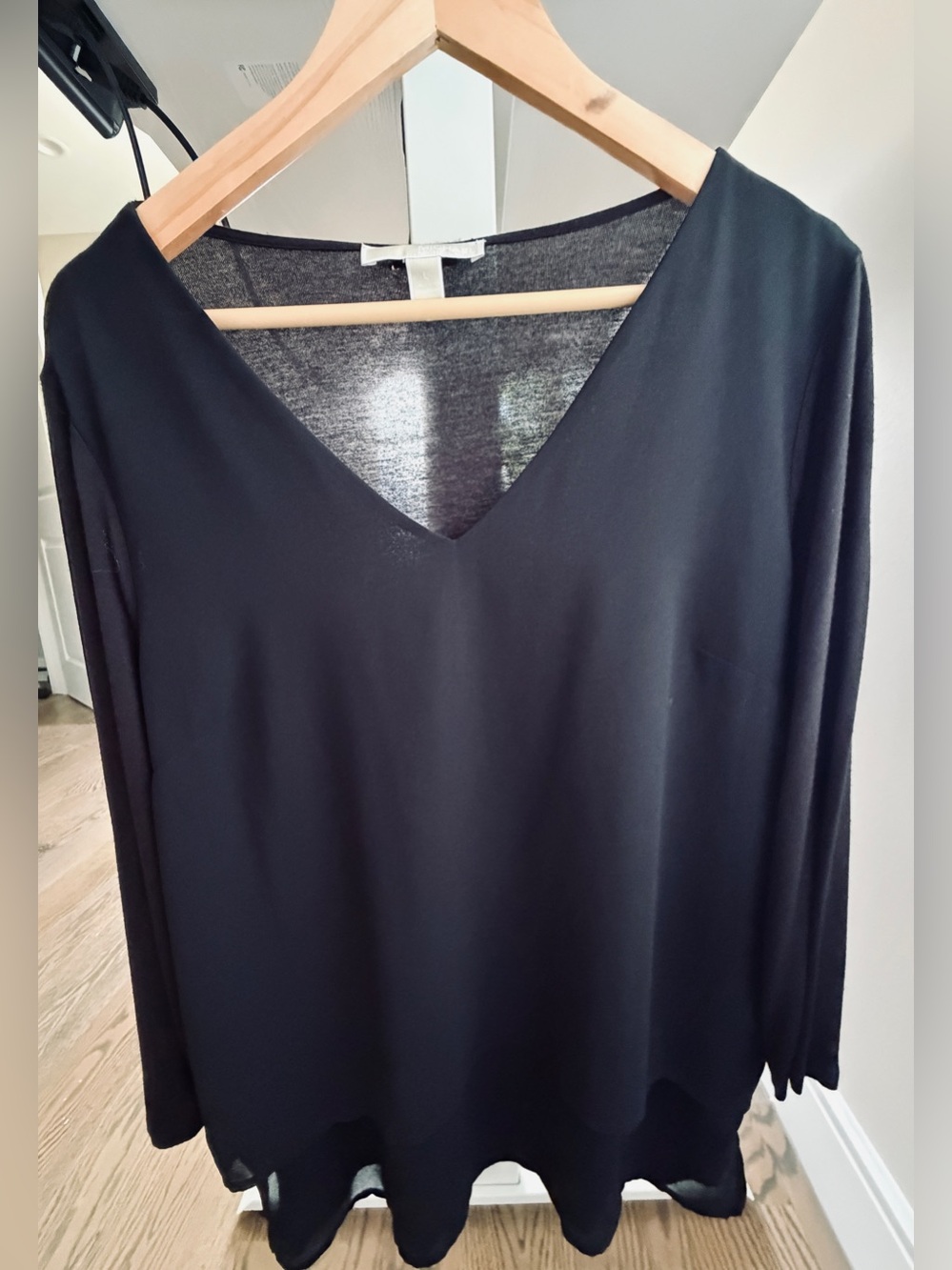 Michael Kors Black V-Neck Long Sleeve Top